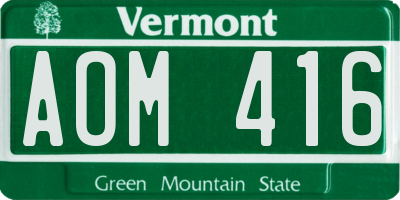 VT license plate AOM416