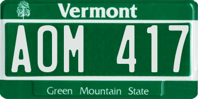 VT license plate AOM417