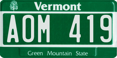 VT license plate AOM419