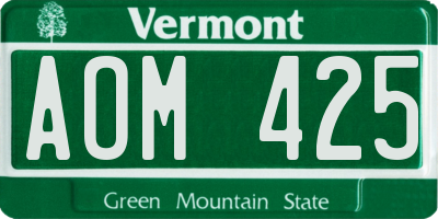 VT license plate AOM425