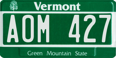 VT license plate AOM427
