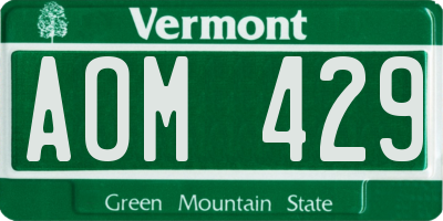 VT license plate AOM429
