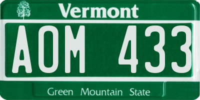 VT license plate AOM433