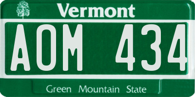 VT license plate AOM434