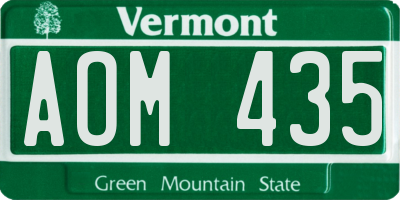 VT license plate AOM435