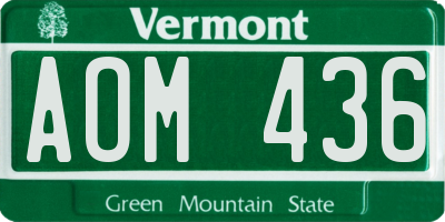 VT license plate AOM436