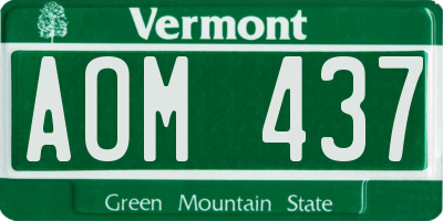 VT license plate AOM437