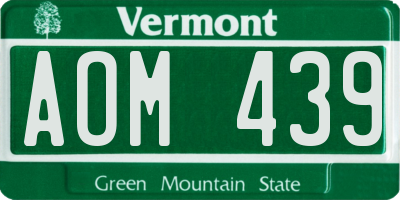 VT license plate AOM439