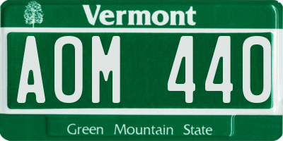 VT license plate AOM440