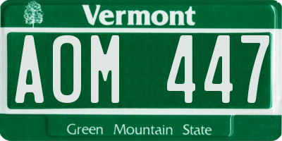 VT license plate AOM447