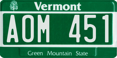 VT license plate AOM451