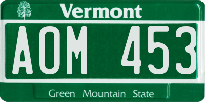 VT license plate AOM453