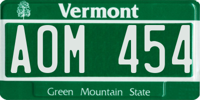 VT license plate AOM454