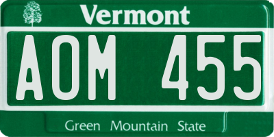 VT license plate AOM455