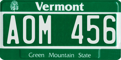 VT license plate AOM456