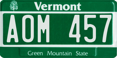 VT license plate AOM457