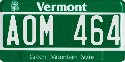 VT license plate AOM464