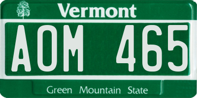 VT license plate AOM465