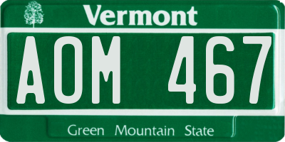 VT license plate AOM467