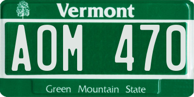 VT license plate AOM470