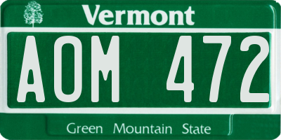VT license plate AOM472
