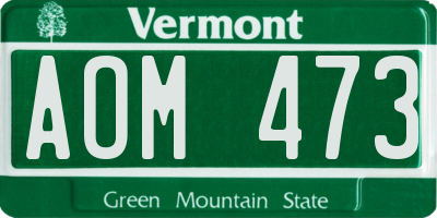 VT license plate AOM473