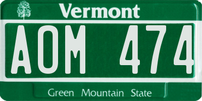 VT license plate AOM474
