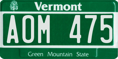 VT license plate AOM475