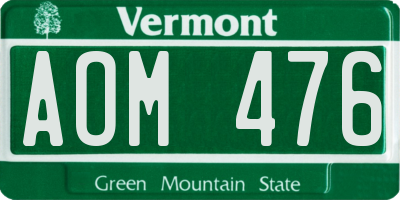 VT license plate AOM476