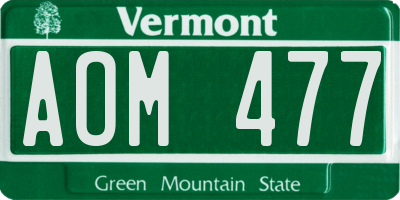 VT license plate AOM477