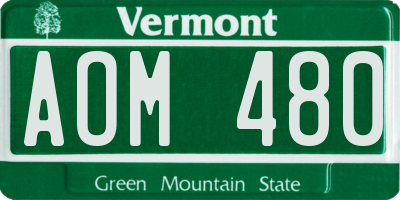VT license plate AOM480
