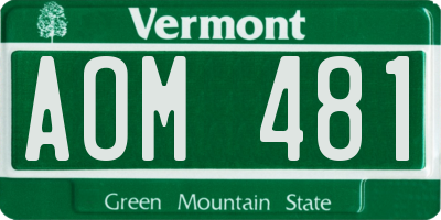 VT license plate AOM481