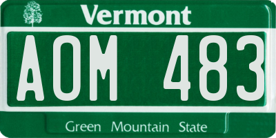VT license plate AOM483