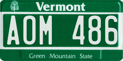 VT license plate AOM486