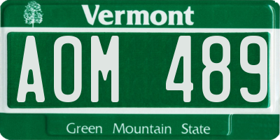 VT license plate AOM489