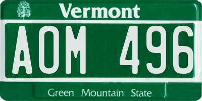 VT license plate AOM496