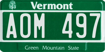 VT license plate AOM497
