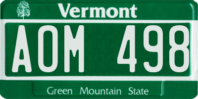 VT license plate AOM498