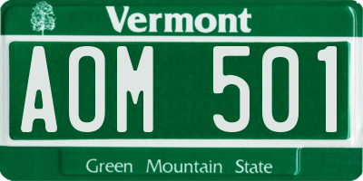 VT license plate AOM501