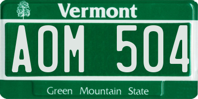 VT license plate AOM504