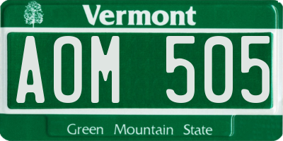 VT license plate AOM505