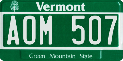 VT license plate AOM507