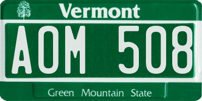 VT license plate AOM508