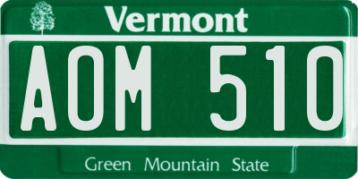 VT license plate AOM510