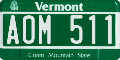 VT license plate AOM511