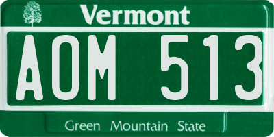 VT license plate AOM513