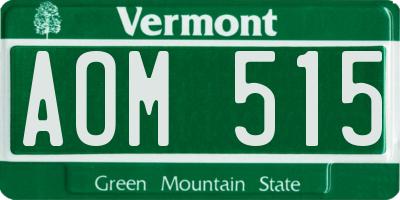VT license plate AOM515