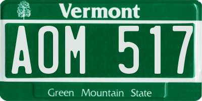 VT license plate AOM517