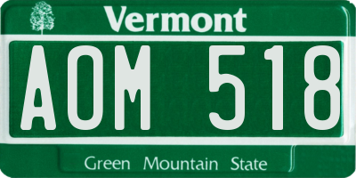 VT license plate AOM518
