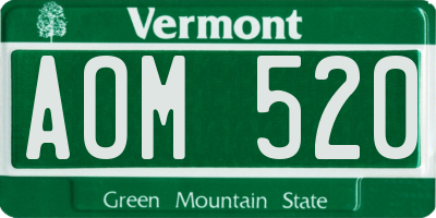 VT license plate AOM520